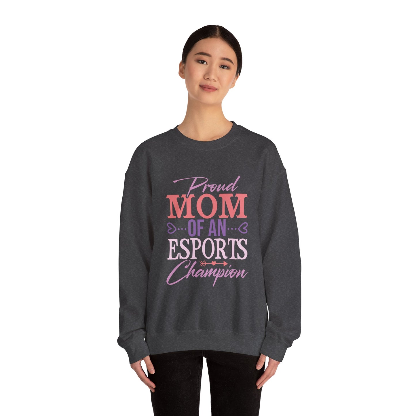 Gamer Mom Esports Champ Crew Neck Sweatshirt for Cheering Gaming Kids in Competetion Tournament Apparel for Video Game Playing Competition Arena E-Gaming E-Sports Events