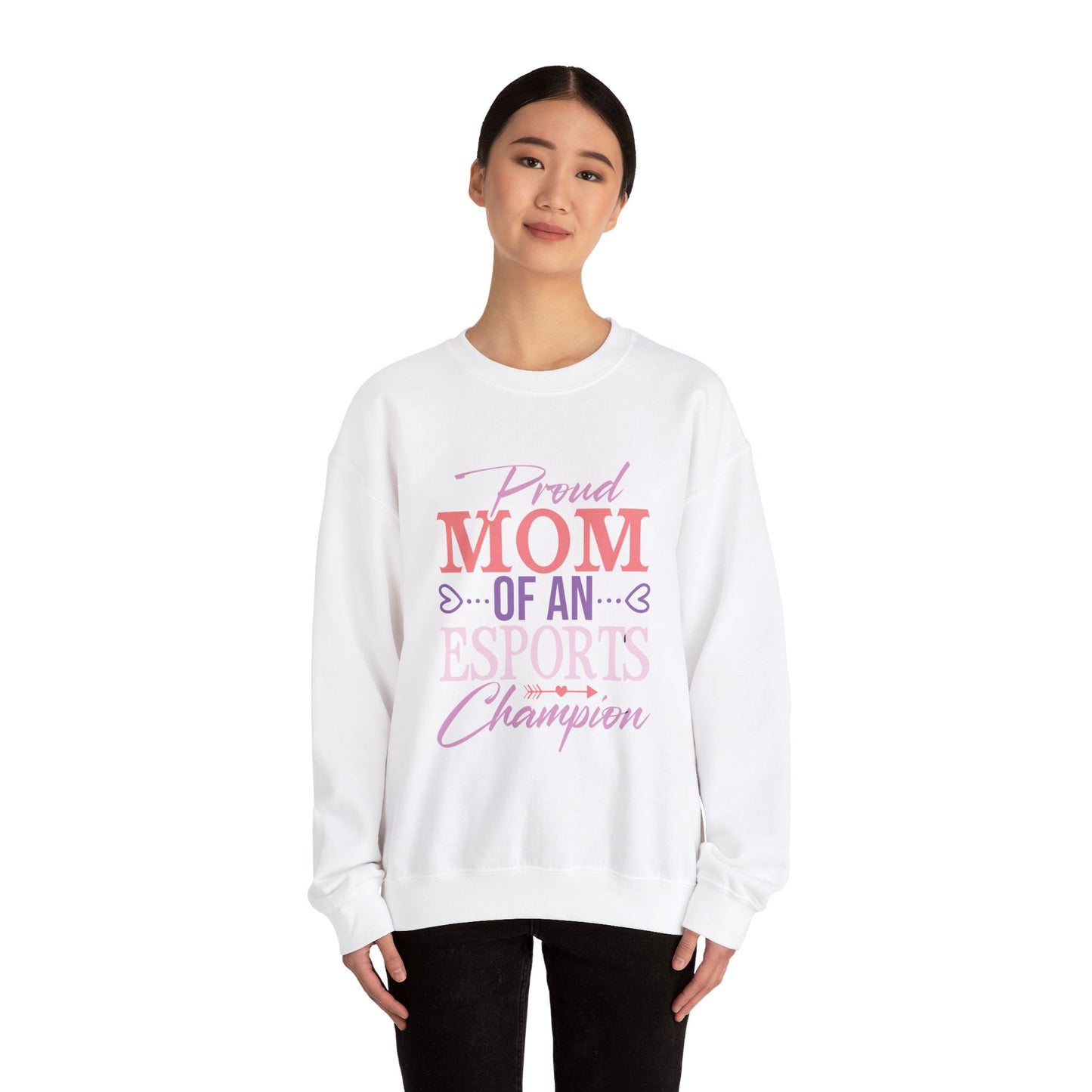 Gamer Mom Esports Champ Crew Neck Sweatshirt for Cheering Gaming Kids in Competetion Tournament Apparel for Video Game Playing Competition Arena E-Gaming E-Sports Events