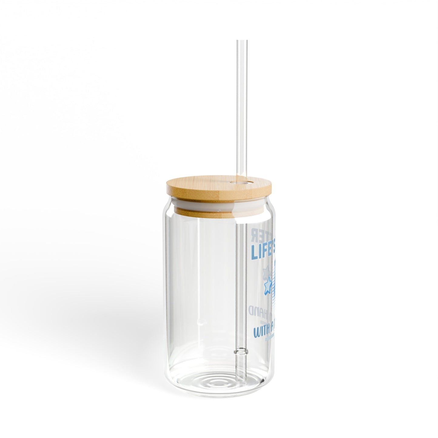 "Life's Better With A Disc In Hand" Gift for Disc Golf Player Glass Coffee Sipper 16oz