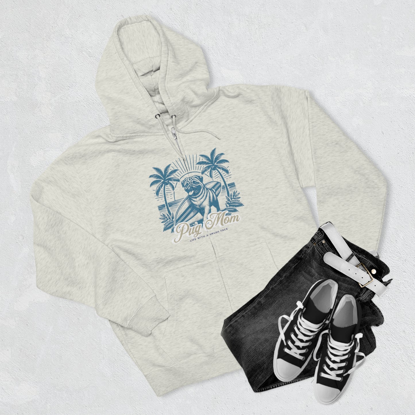 Pug Mom Dog Lover Zip Hoodie Gift