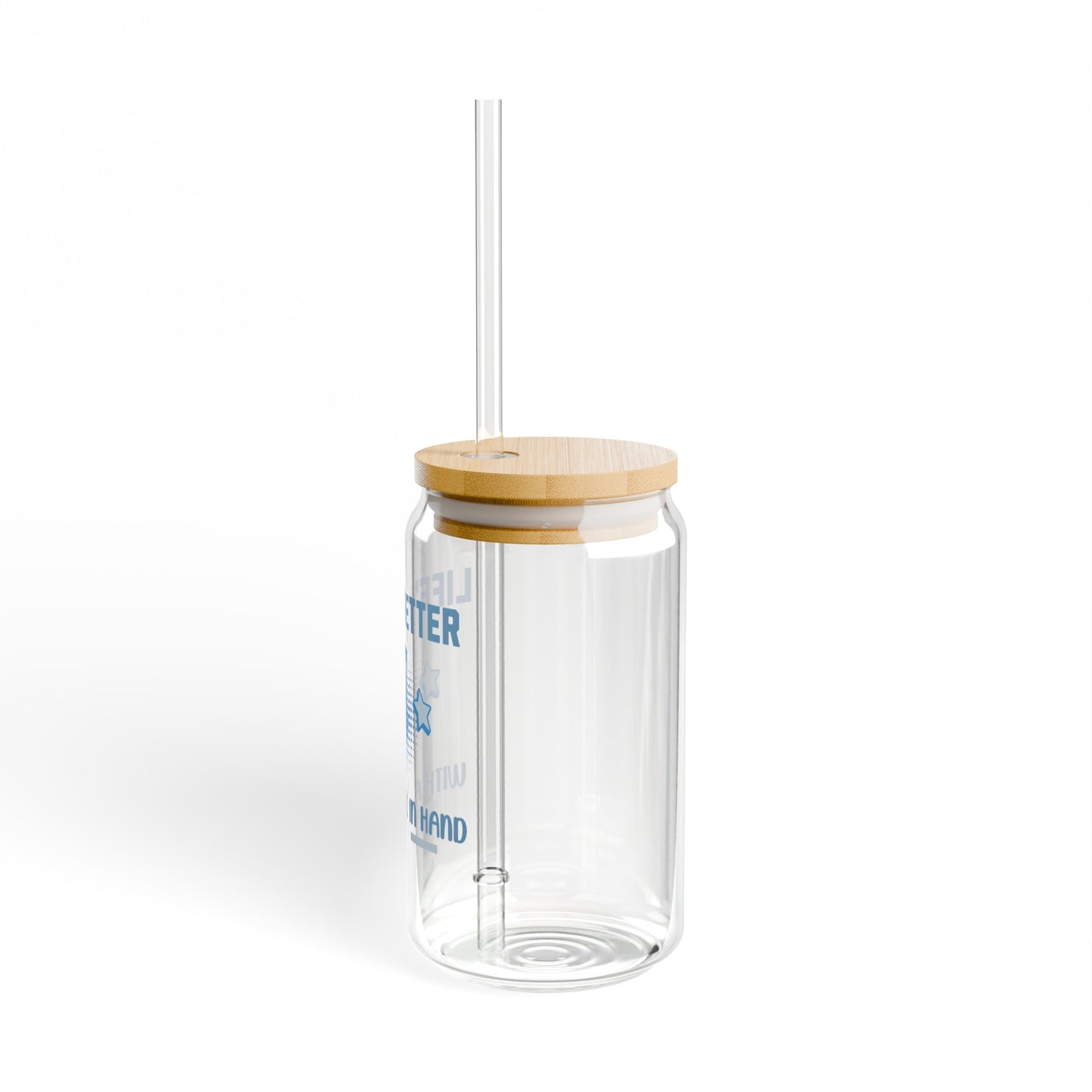 "Life's Better With A Disc In Hand" Gift for Disc Golf Player Glass Coffee Sipper 16oz
