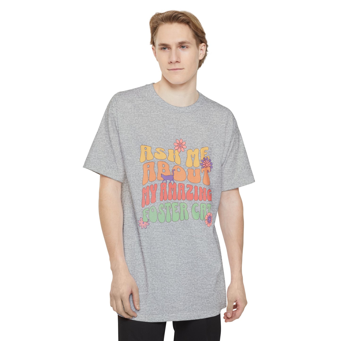 Cat Lover 'Ask Me About My Foster Cat' Unisex Oversized Tall Beefy-T® T-Shirt