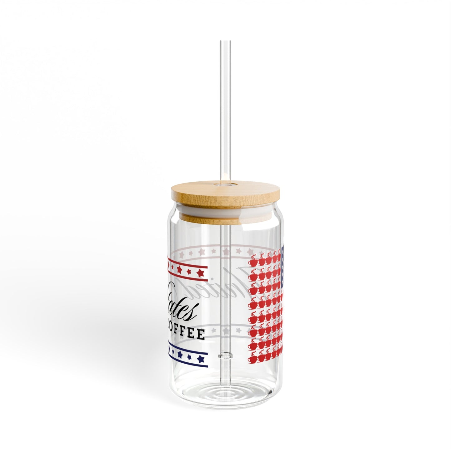 United States of Coffee Sipper Glass Patriotic Gift for Coffee Lovers