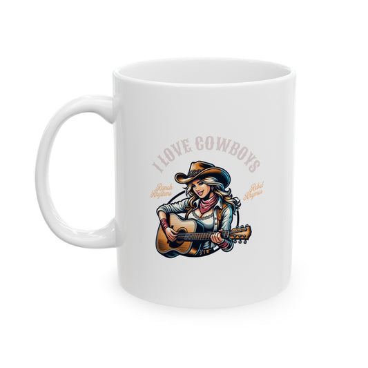 I Love Cowboys Cowgirl Ceramic Mug