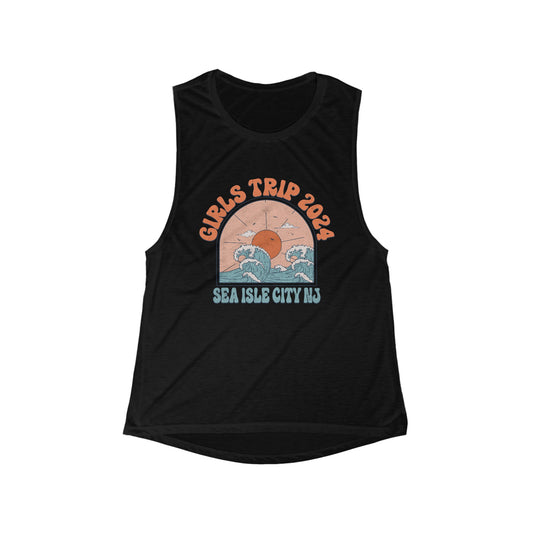 Girls Trip 2024 Sea Isle City NJ Beach Getaway Weekend Jersey Shore Matching Sleeveless Shirt Girls Night Out Trip Tees Irish Weekend