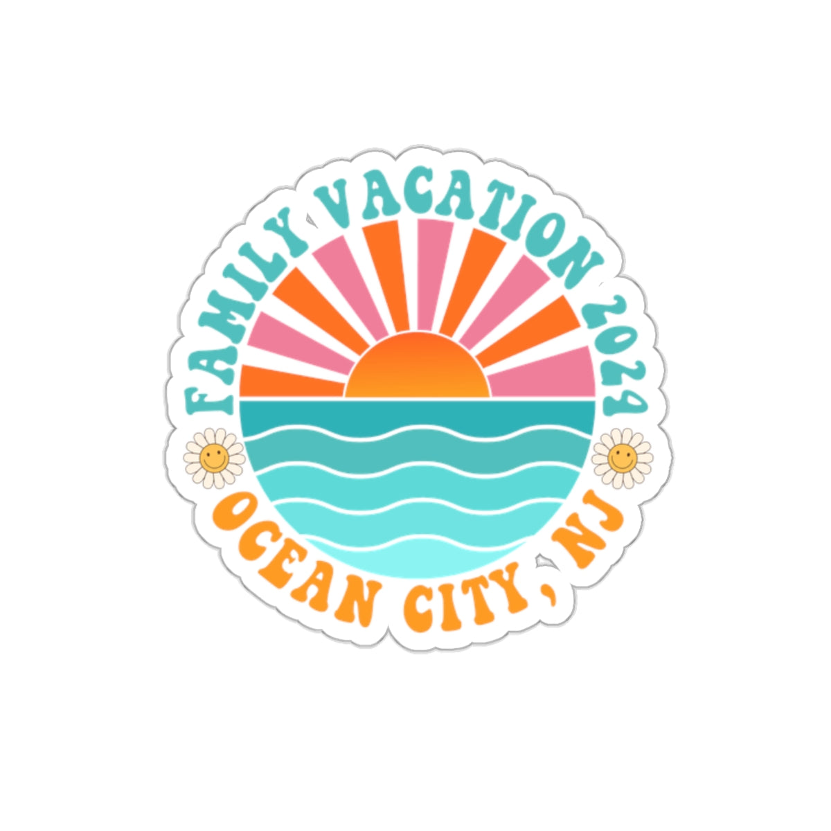 Ocean City NJ Vacation 2024 Memory Sticker Family Trip Stickers for Laptop Water Bottle Journal