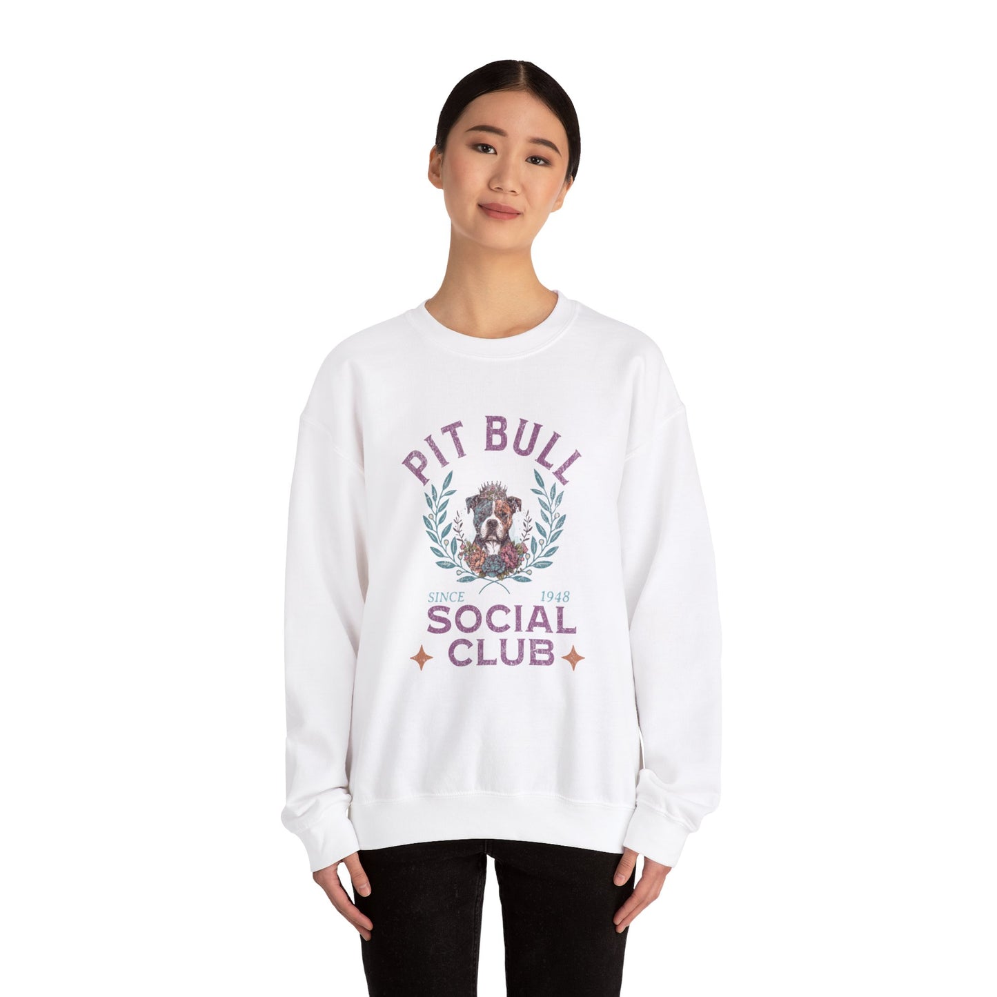 Pit Bull Social Club Crewneck Sweatshirt Gift for Pittie Dog Lovers