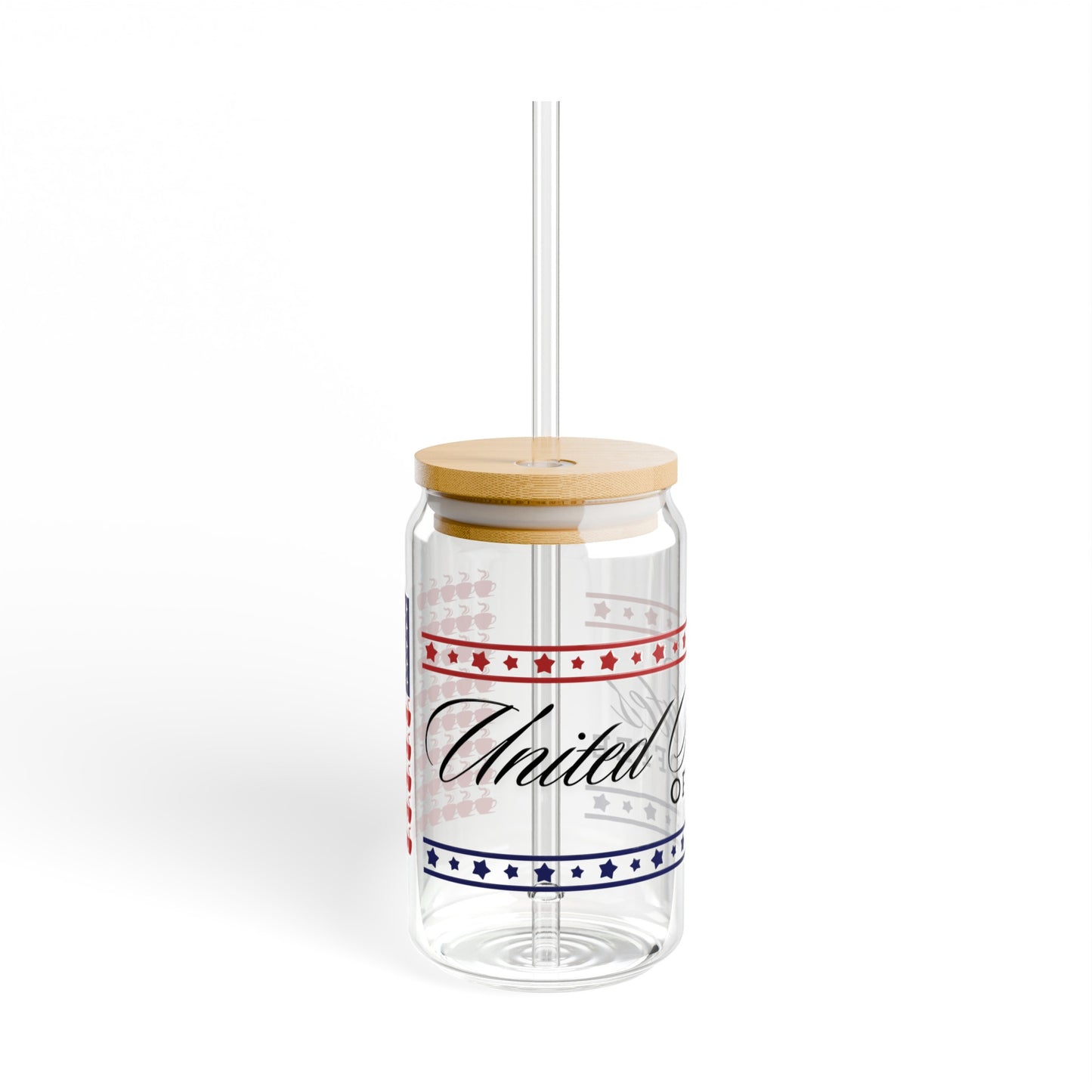 United States of Coffee Sipper Glass Patriotic Gift for Coffee Lovers