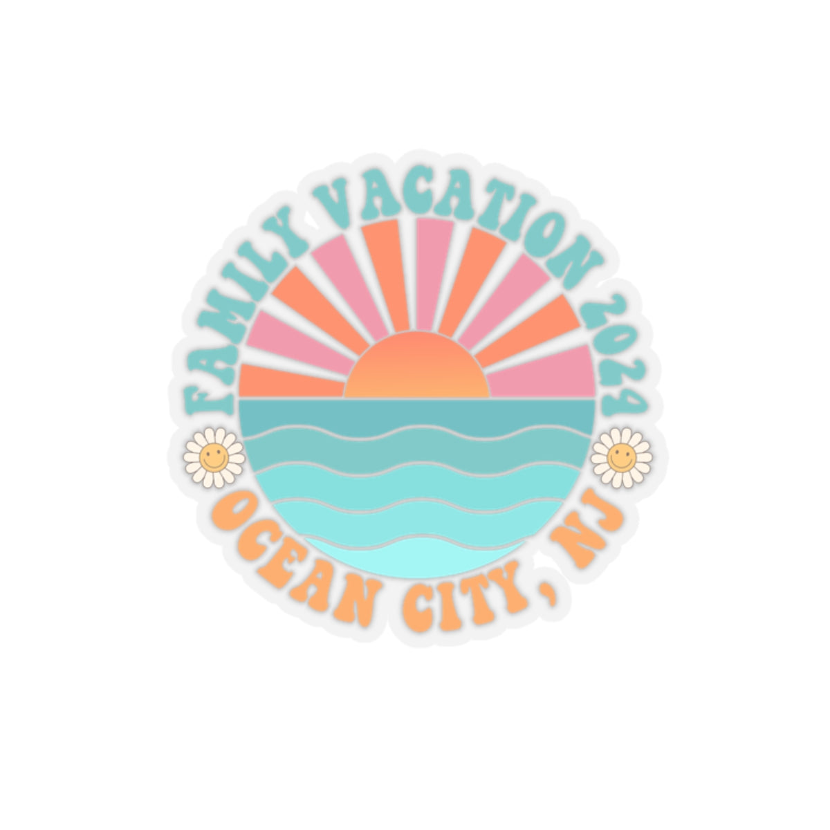 Ocean City NJ Vacation 2024 Memory Sticker Family Trip Stickers for Laptop Water Bottle Journal