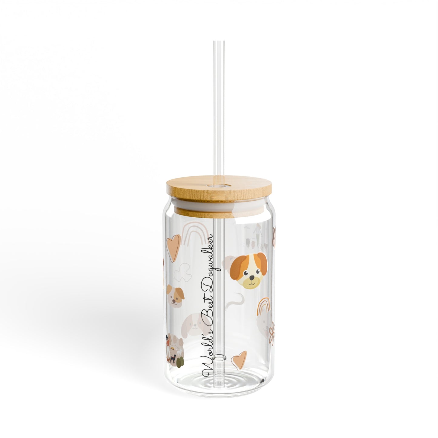 World's Best Dog Walker Glass Coffee Sipper Glass Gift For Animal Lovers