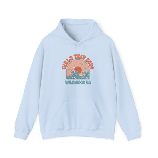 Girls trip Matching Hoodies Wildwood, New Jersey 2024 Beach Holiday Shore Visit Girls Night Out Irish Weekend Moms Hoodies