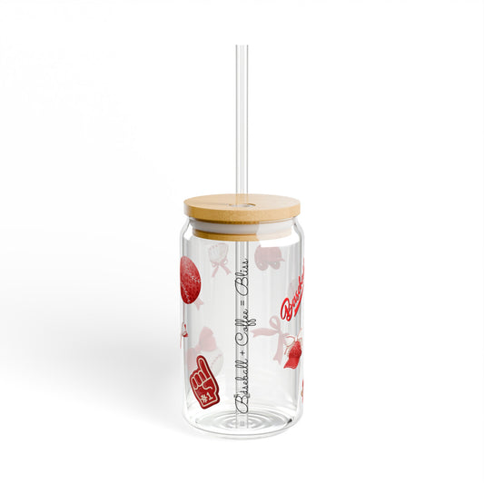 Football + Coffee = Bliss Sipper Glass Aesthetic Gift for Sunday Sports Lovers