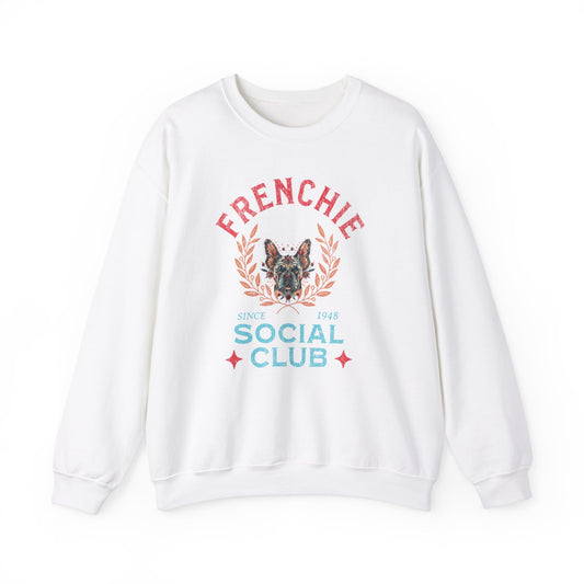 Frenchie Social Club Crew Neck Sweatshirt Gift for French Bulldog Dog Lovers